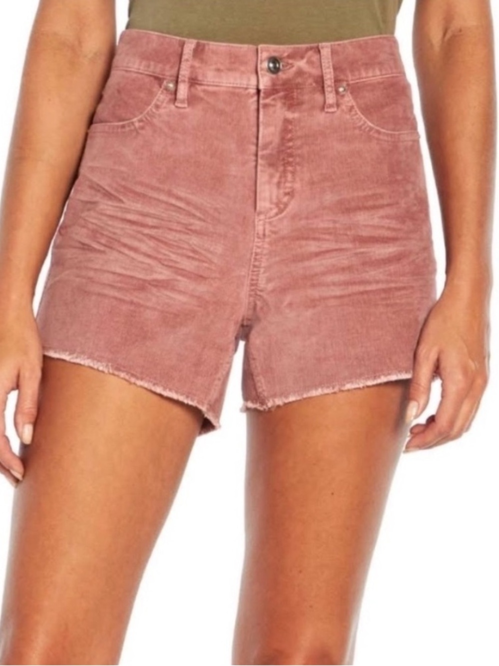 Gap Women 6 Nostalgia Rose Mid Rise Frayed Raw Hem Corduroy Cut Off Shorts NWT